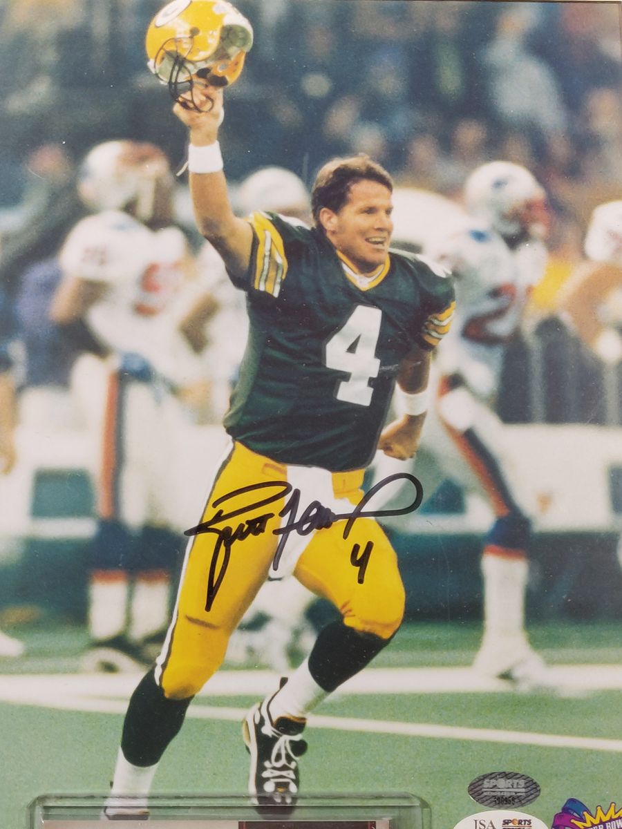 Brett Favre Signed 8x10 Photo Framed w/ Packers Jersey Card, JSA Certified