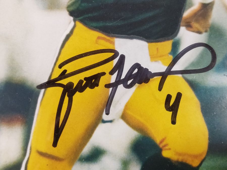 Brett Favre Signed 8x10 Photo Framed w/ Packers Jersey Card, JSA Certified
