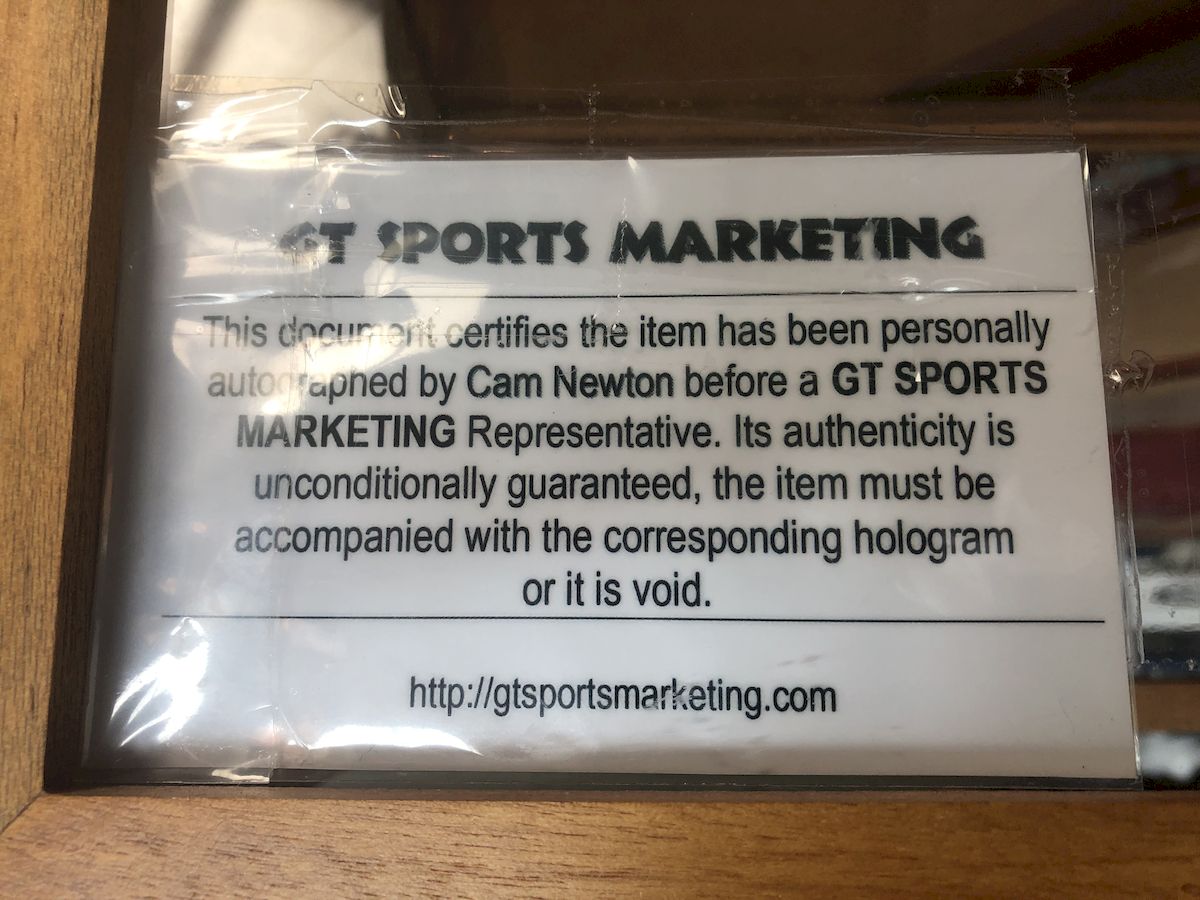 Cam Newton Panthers Signed Football w/ Figure & Jersey Card – GTSM COA Shadowbox