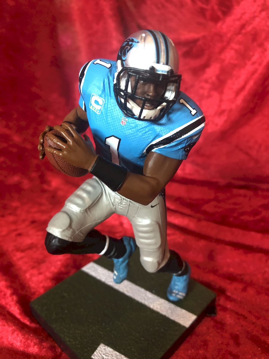 Cam Newton Panthers Signed Football w/ Figure & Jersey Card – GTSM COA Shadowbox
