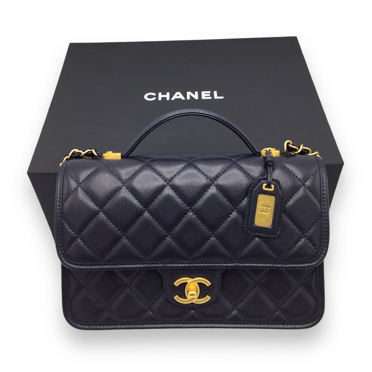 Chanel Flap Bag Dark Blue Caviar Leather w/ Gold Hardware