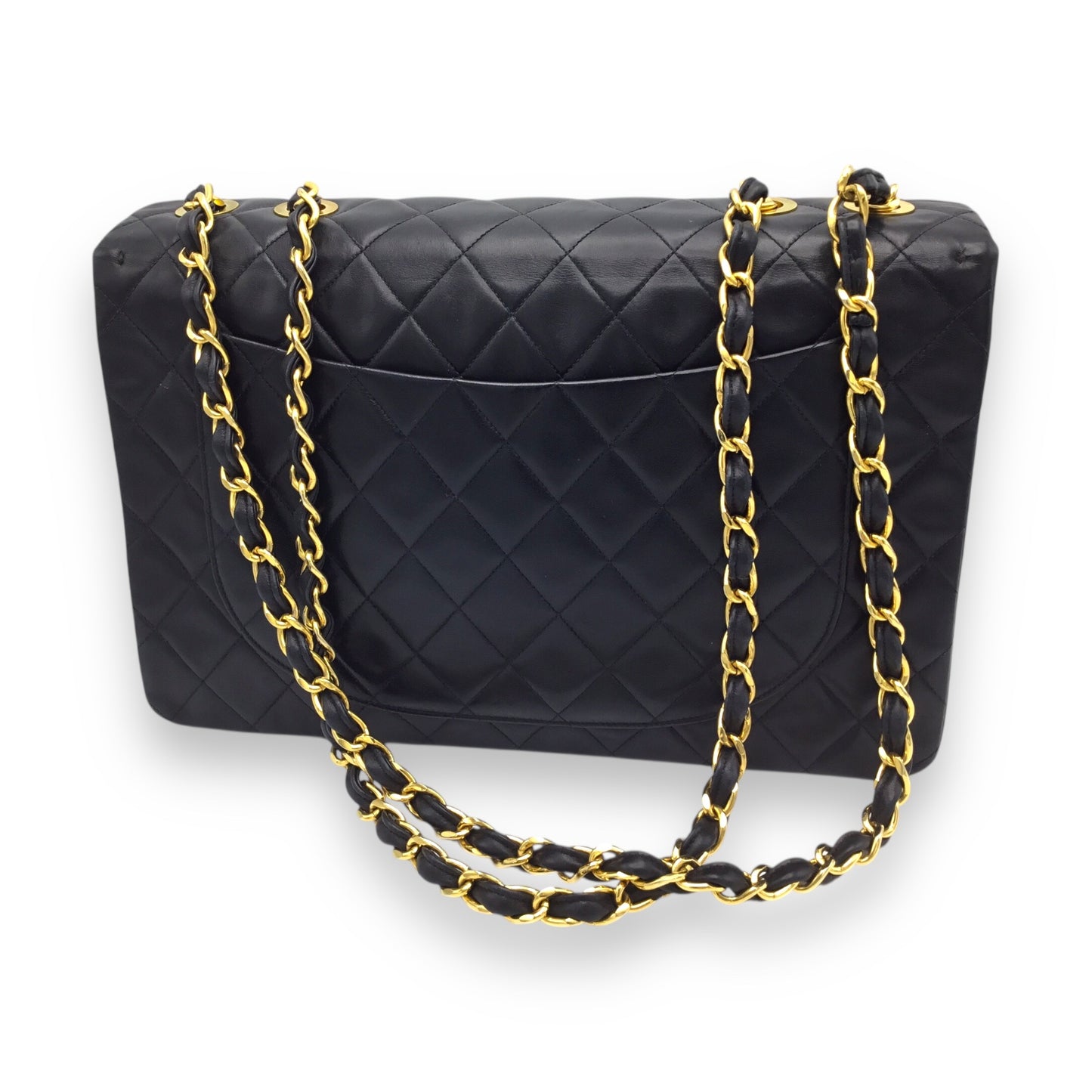 Chanel Jumbo Vintage Classic Flap Designer Handbag Black Lambskin