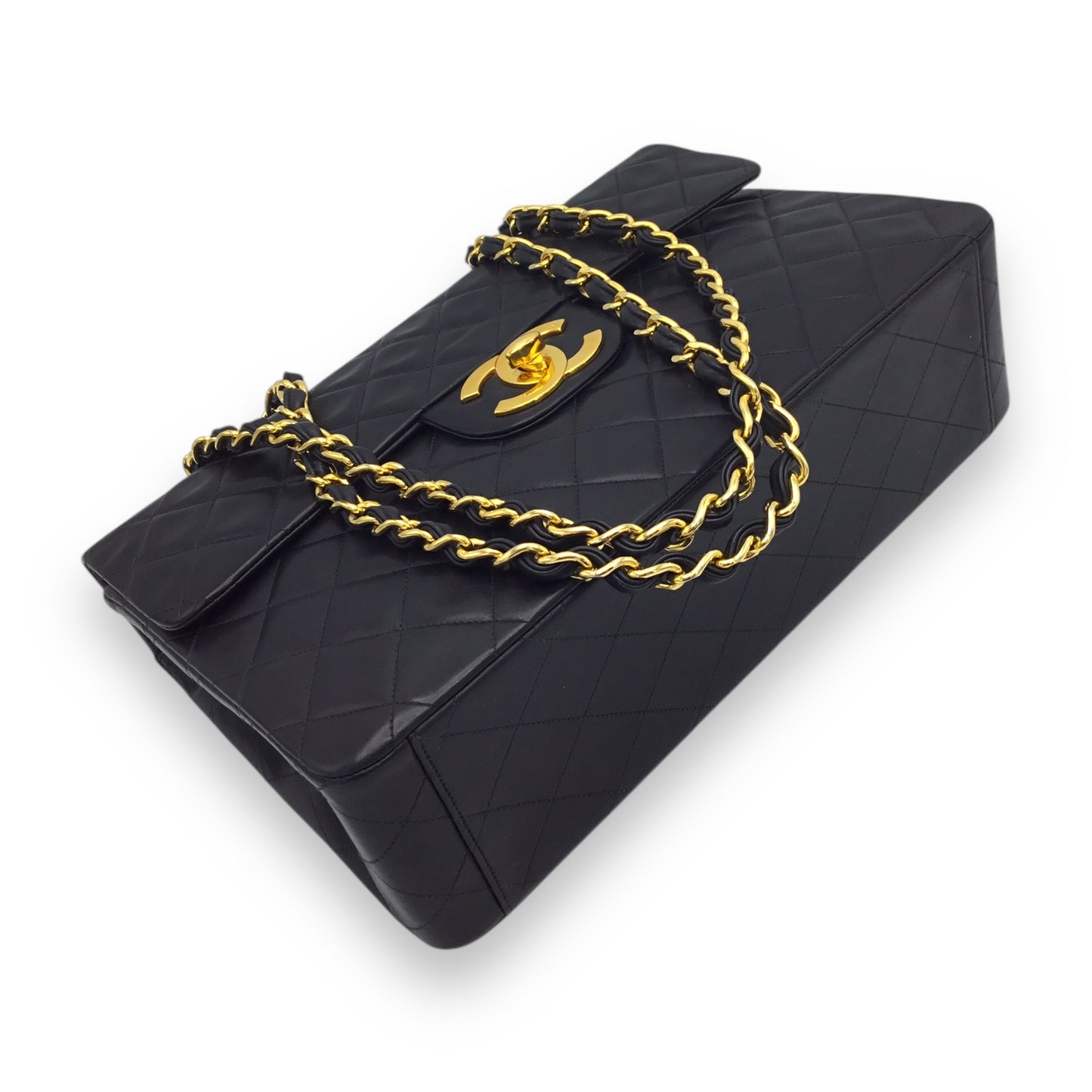 Chanel Jumbo Vintage Classic Flap Designer Handbag Black Lambskin
