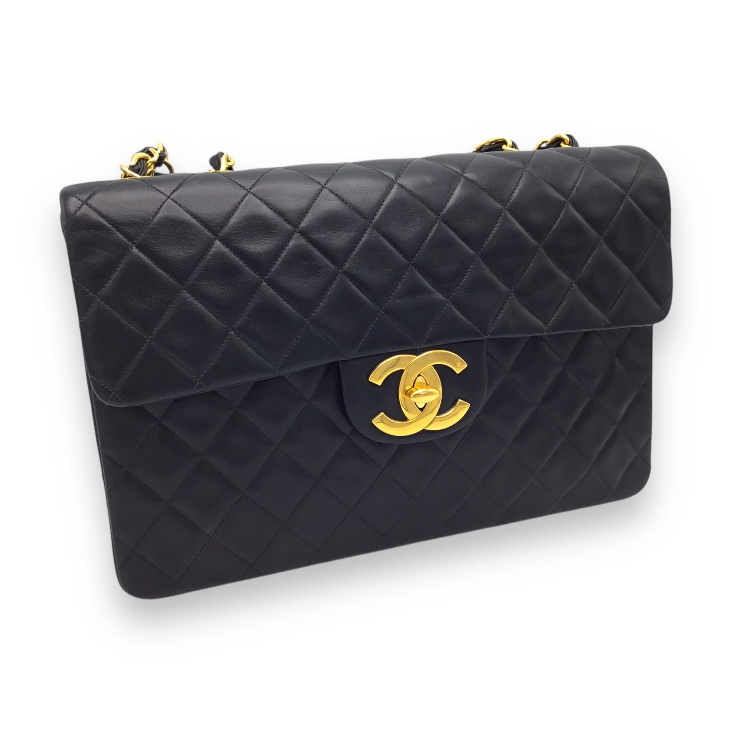 Chanel Jumbo Vintage Classic Flap Designer Handbag Black Lambskin
