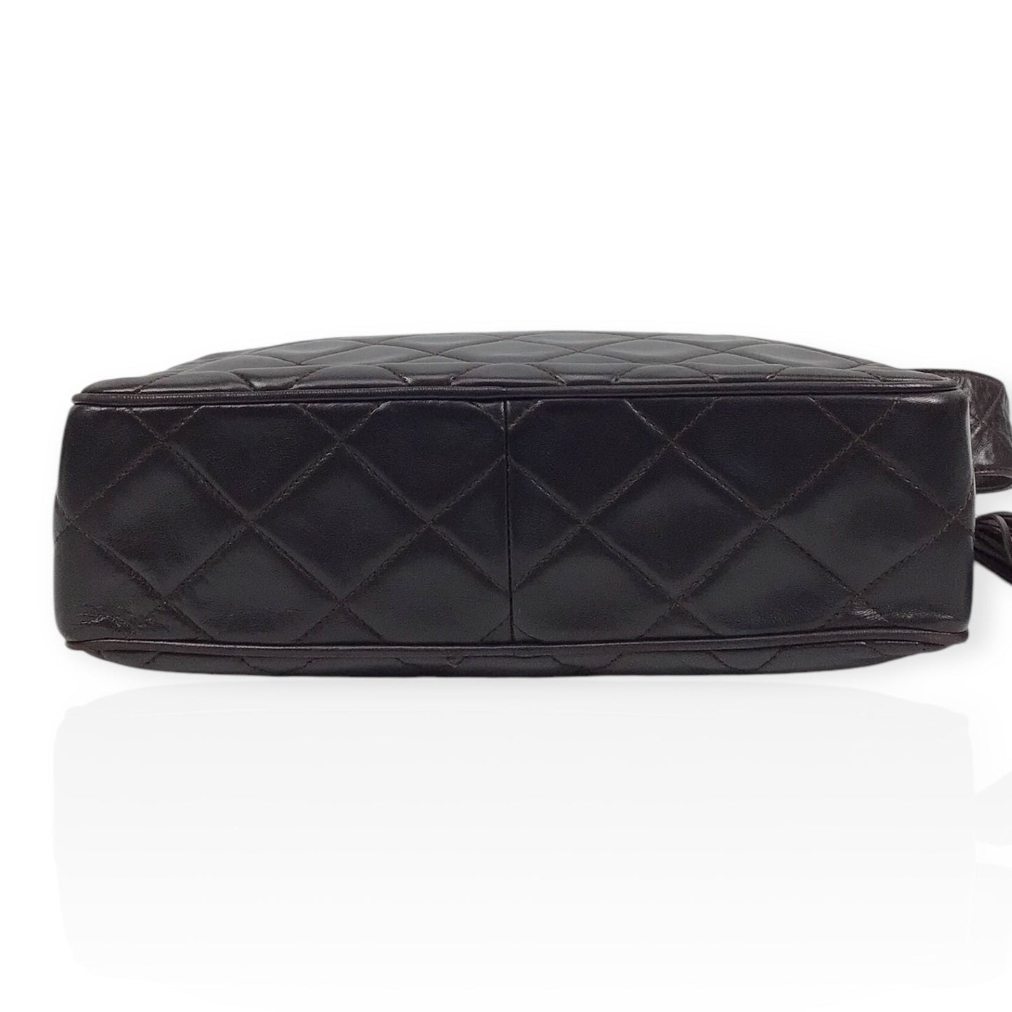 Chanel Large Camera Bag in Brown Quilted Lambskin Leather with Tassel Accent