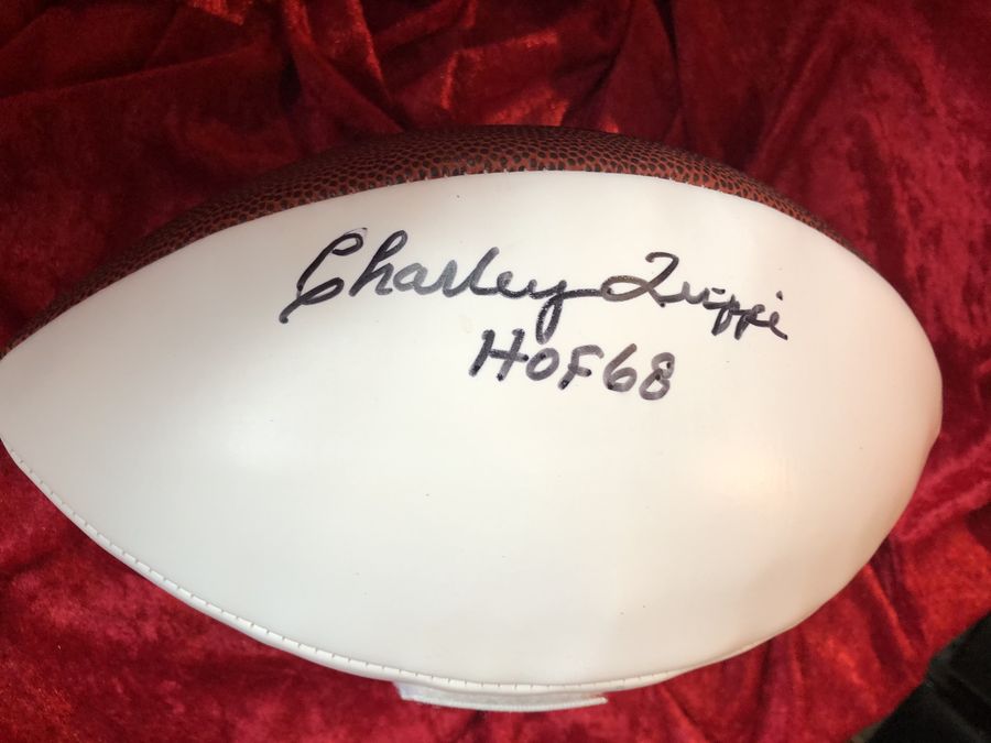 Charlie Trippi Cardinals Signed Football Shadowbox w/ Card & Figure JSA COA