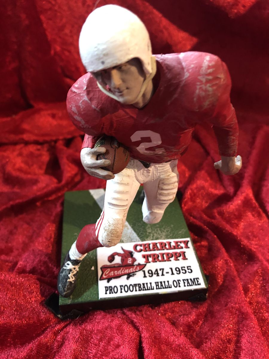 Charlie Trippi Cardinals Signed Football Shadowbox w/ Card & Figure JSA COA