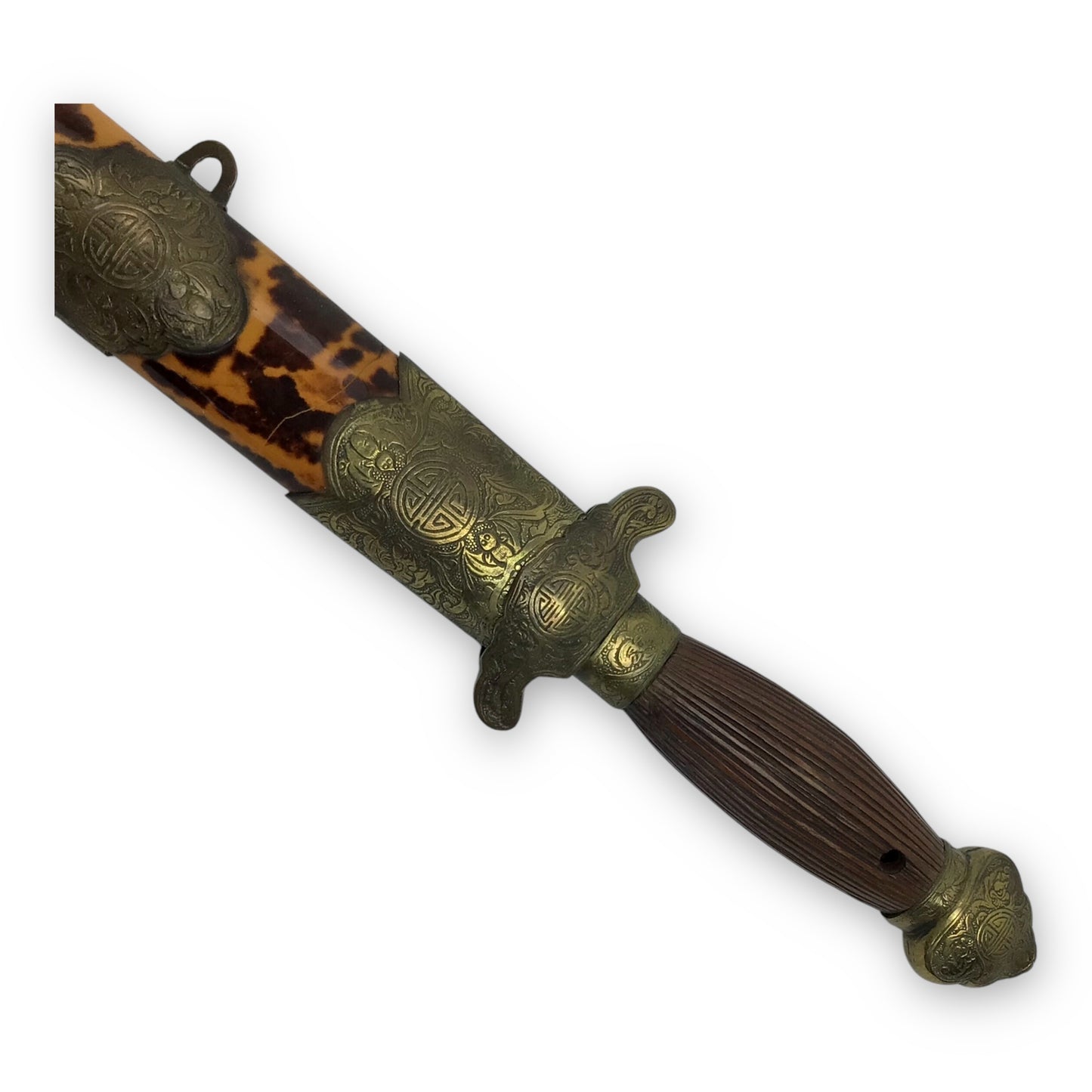 Chinese Qing Dynasty Jian Sword - Beautiful Turtle Shell Scabbard