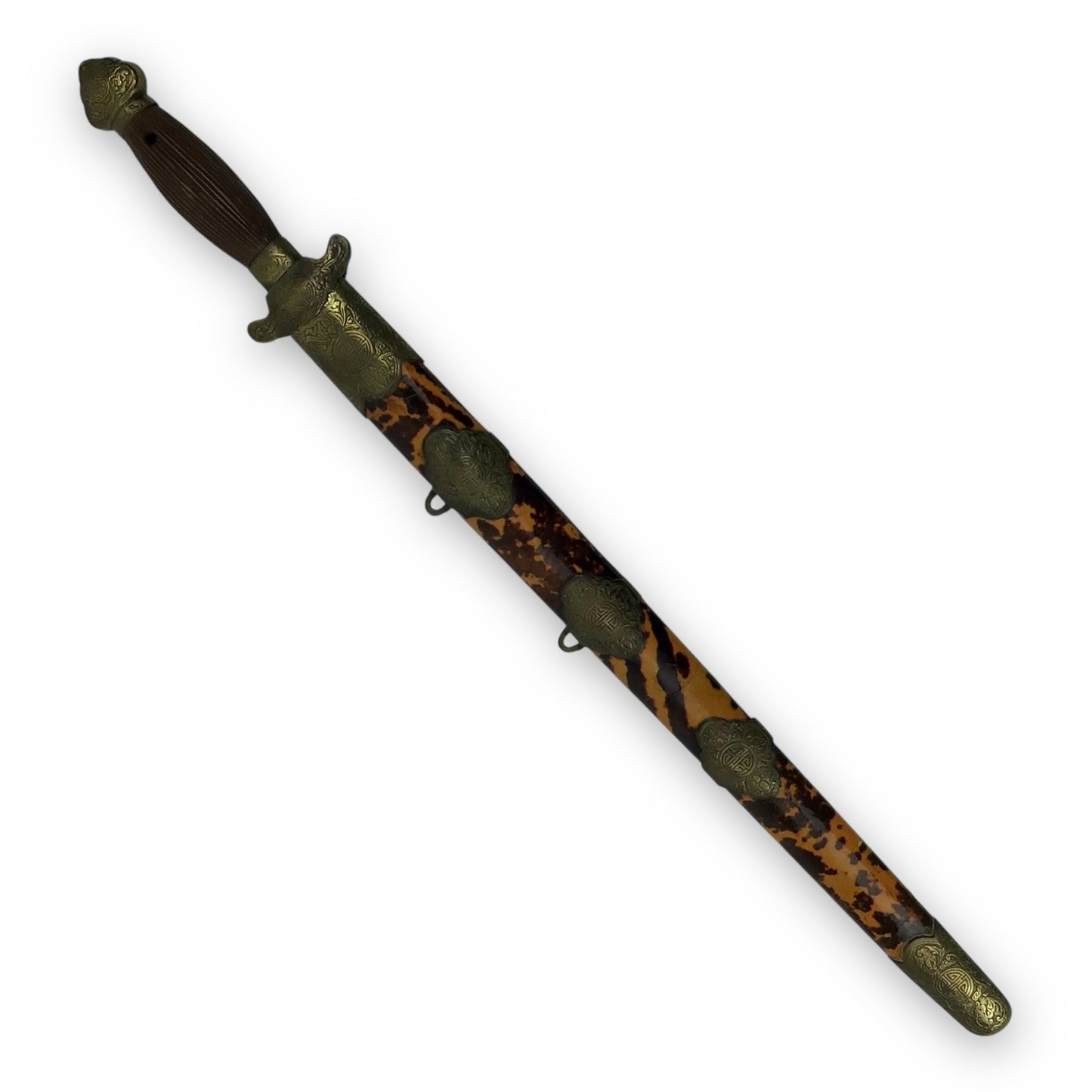 Chinese Qing Dynasty Jian Sword - Beautiful Turtle Shell Scabbard