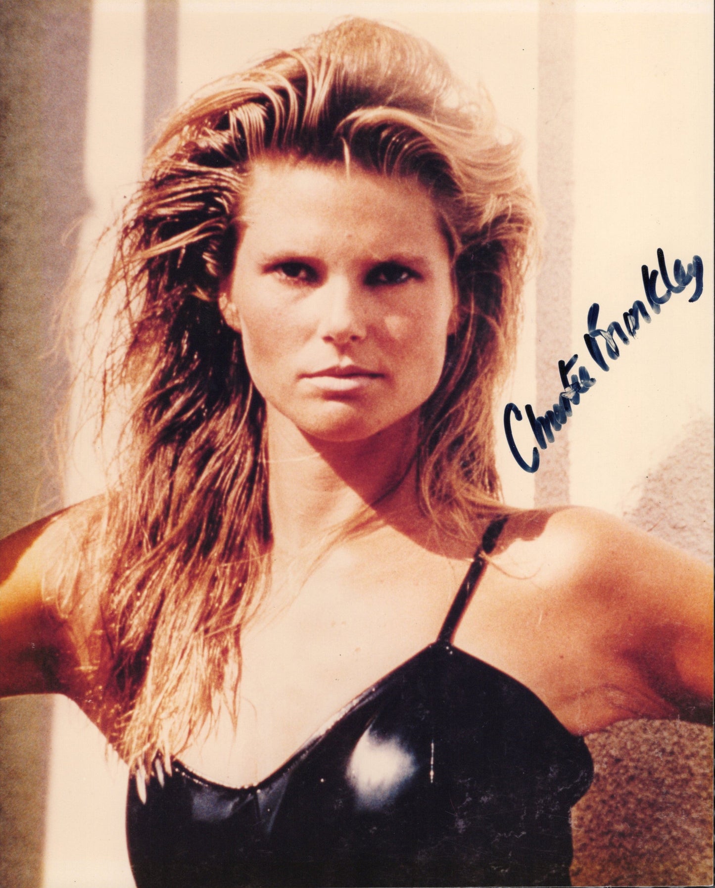 Christie Brinkley Signed Photo 8x10 in Black Swimsuit – Smeared Signature