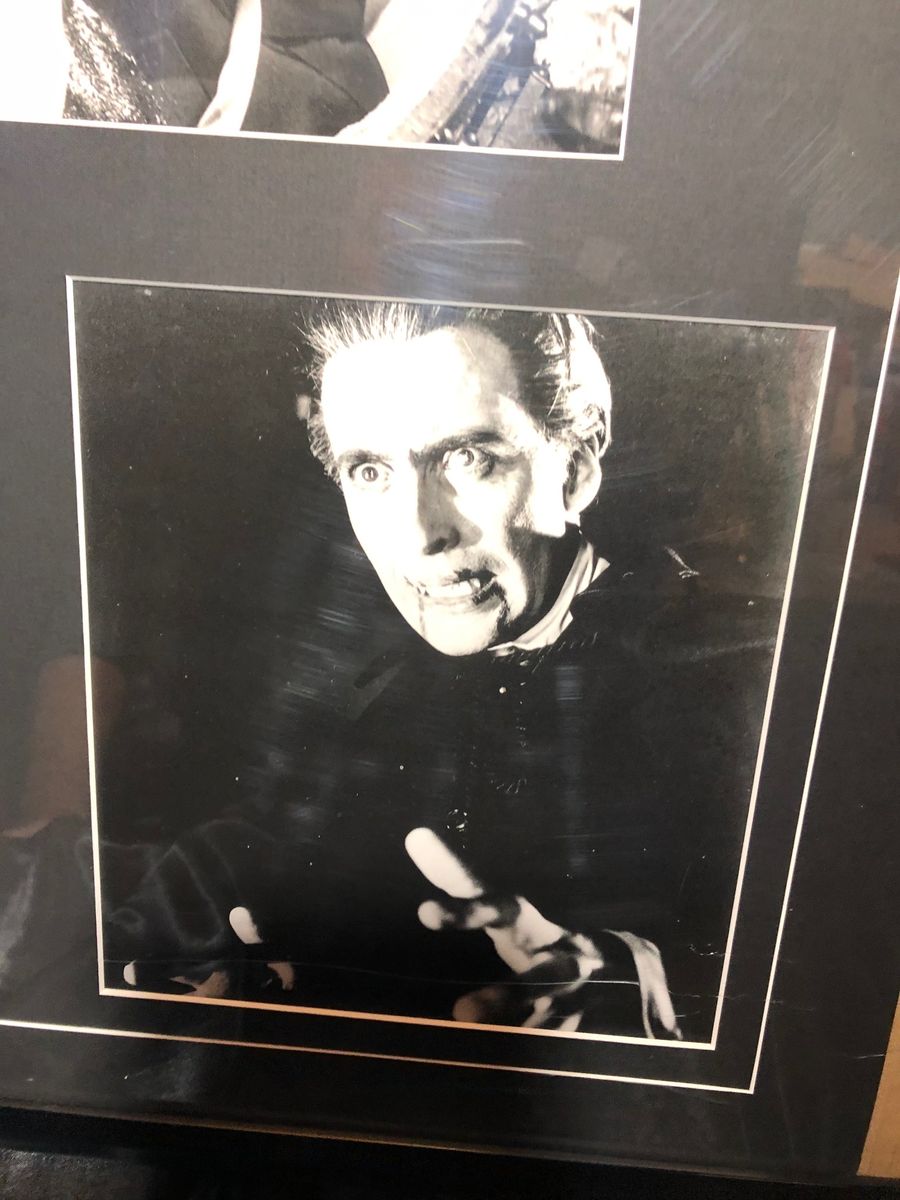 Christopher Lee autographed index card in collage w/ JSA certification