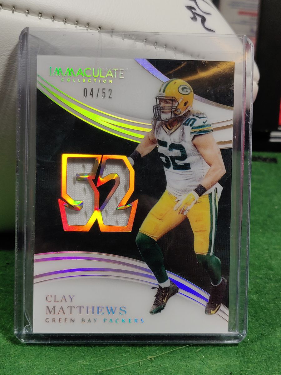Clay Matthews Green Bay Autographed Football Shadowbox with Card and Figure