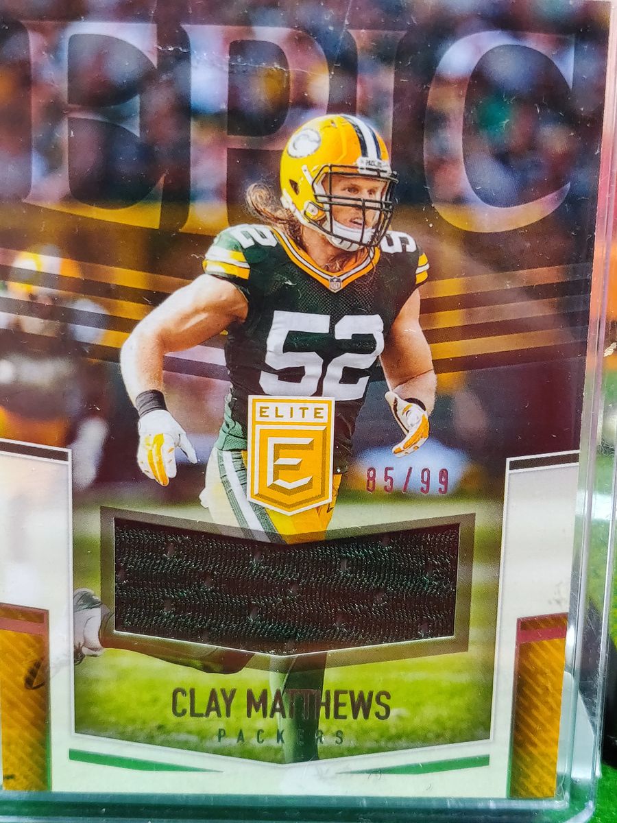 Clay Matthews Packers Autographed Mini Helmet Shadowbox w/ Jersey Card + Figure