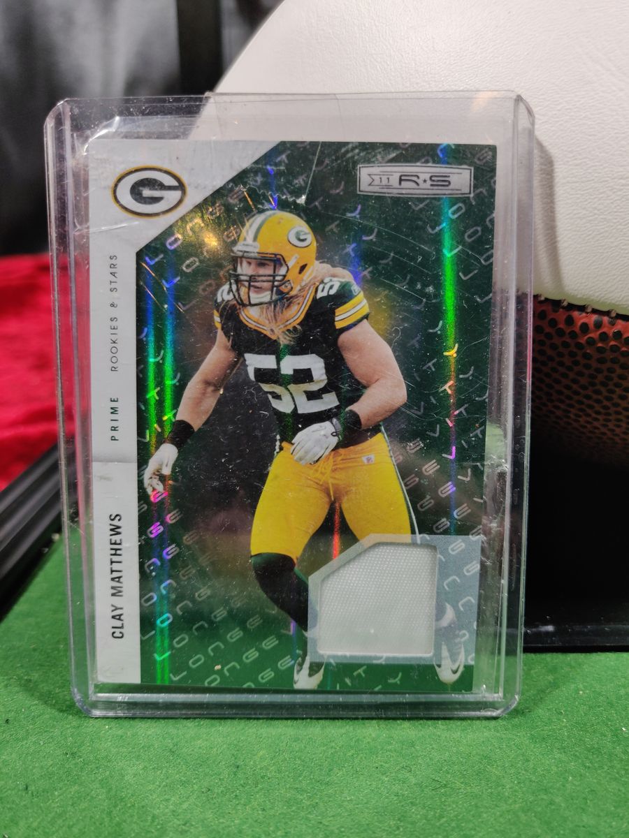 Clay Matthews Packers Signed Football Shadowbox w/ Jersey Card & Figure