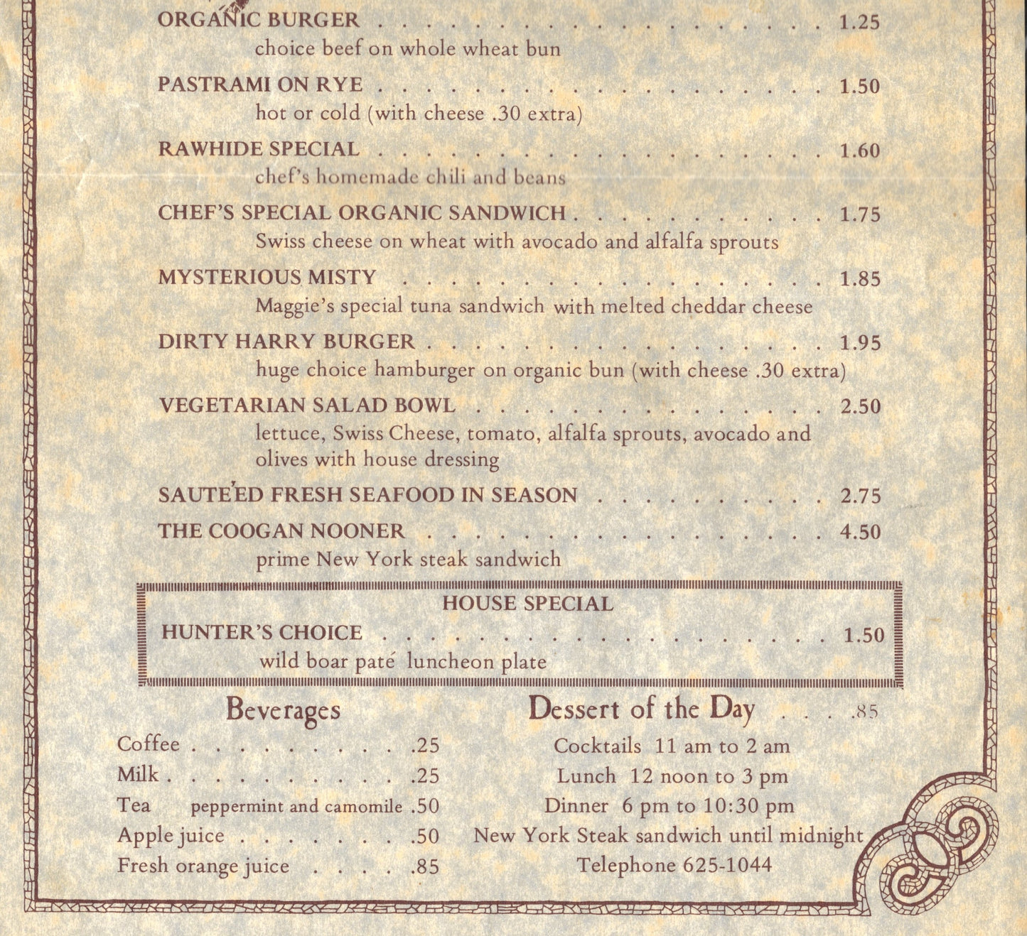 Clint Eastwood Signed Hog's Breath Inn Menu 9.25x14.5, JSA & PSA LOA