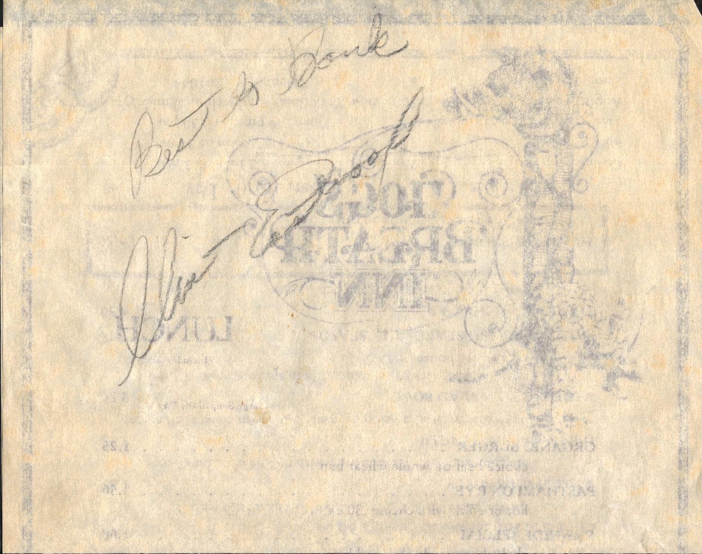 Clint Eastwood Signed Hog's Breath Inn Menu 9.25x14.5, JSA & PSA LOA