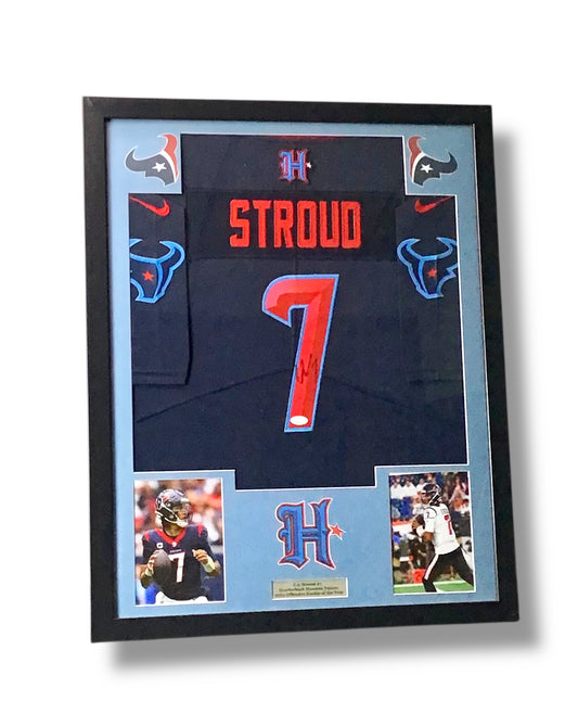 Custom Framed C.J. Stroud Autographed Jersey w/ JSA Cert