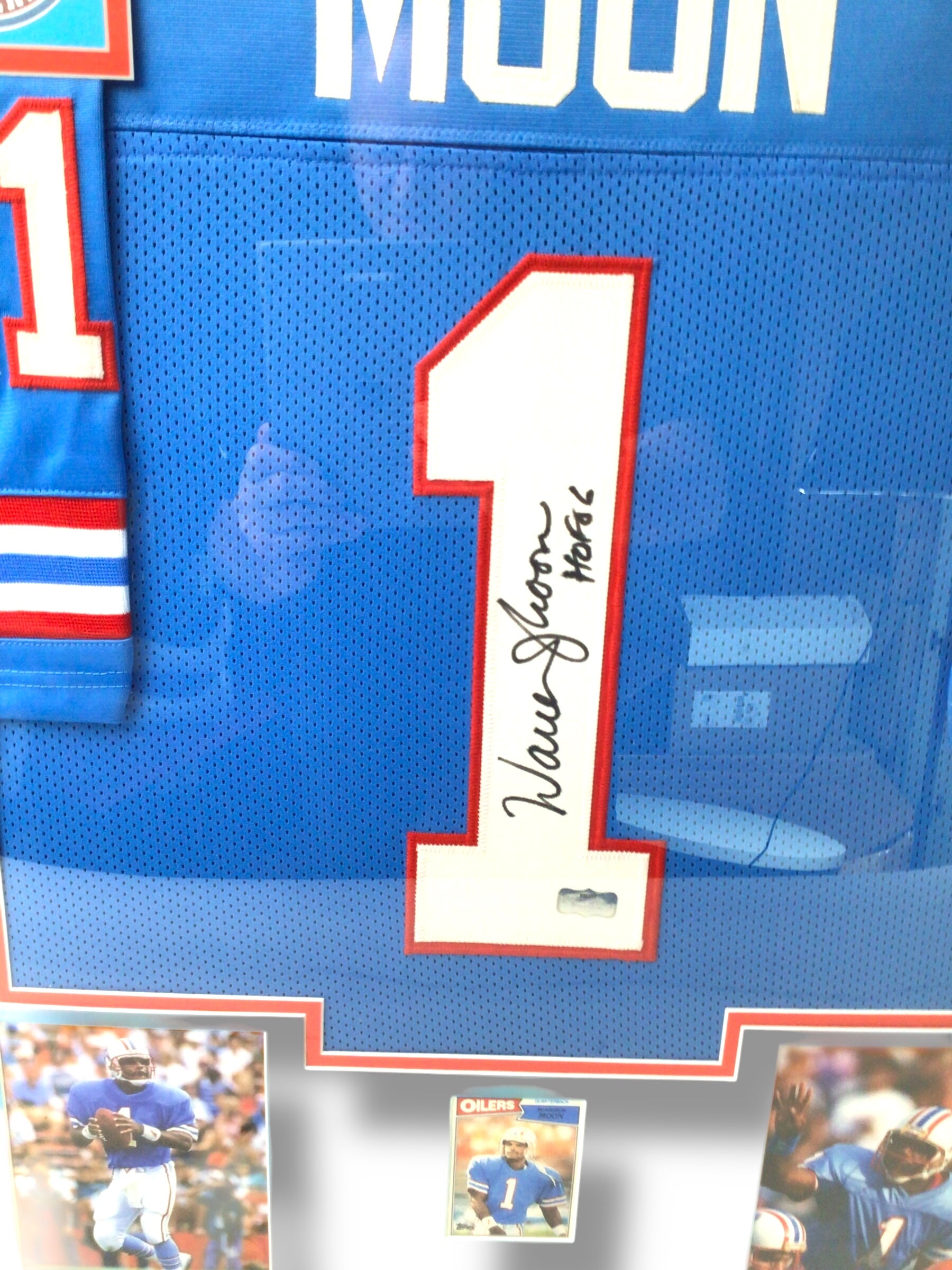 Custom Framed HOF Warren Moon Autographed w/ Cert