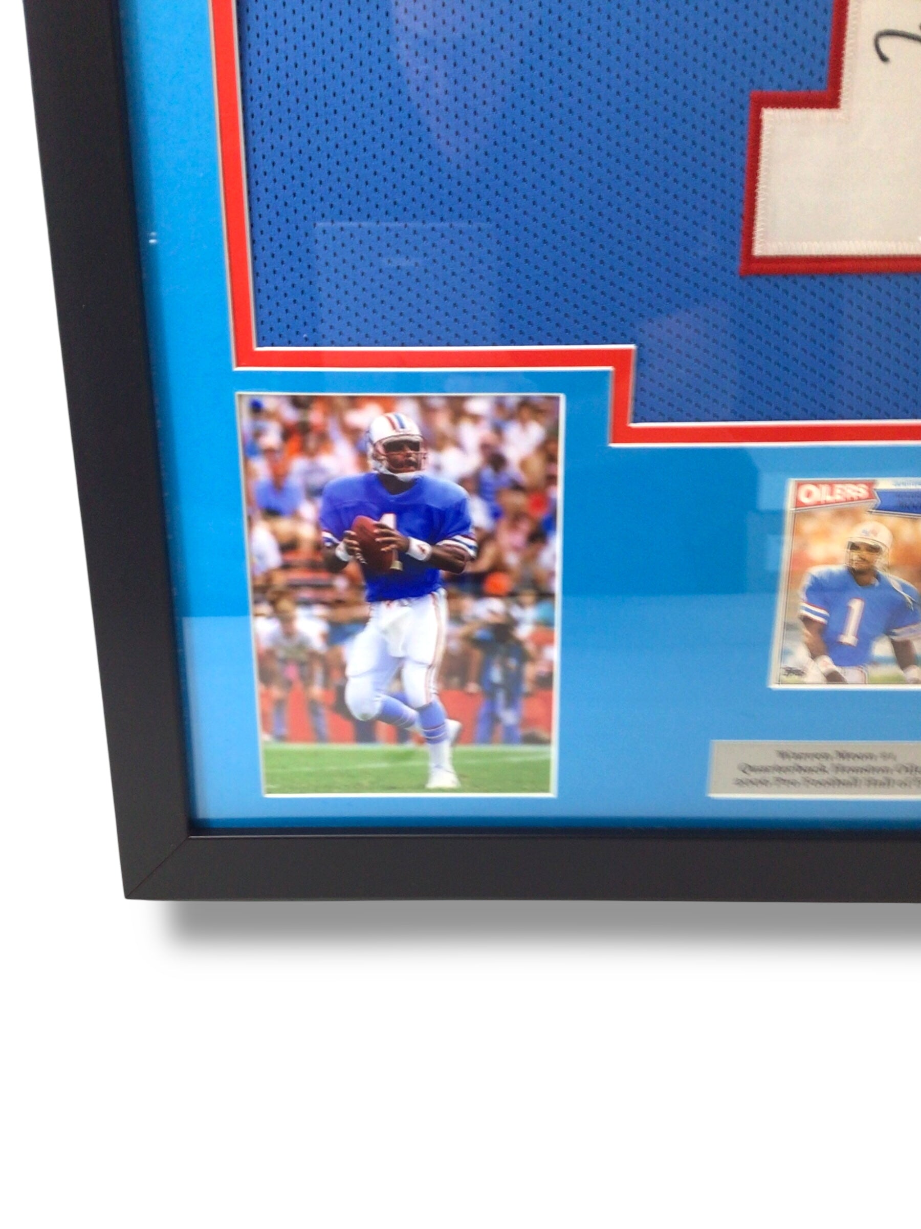 Custom Framed HOF Warren Moon Autographed w/ Cert