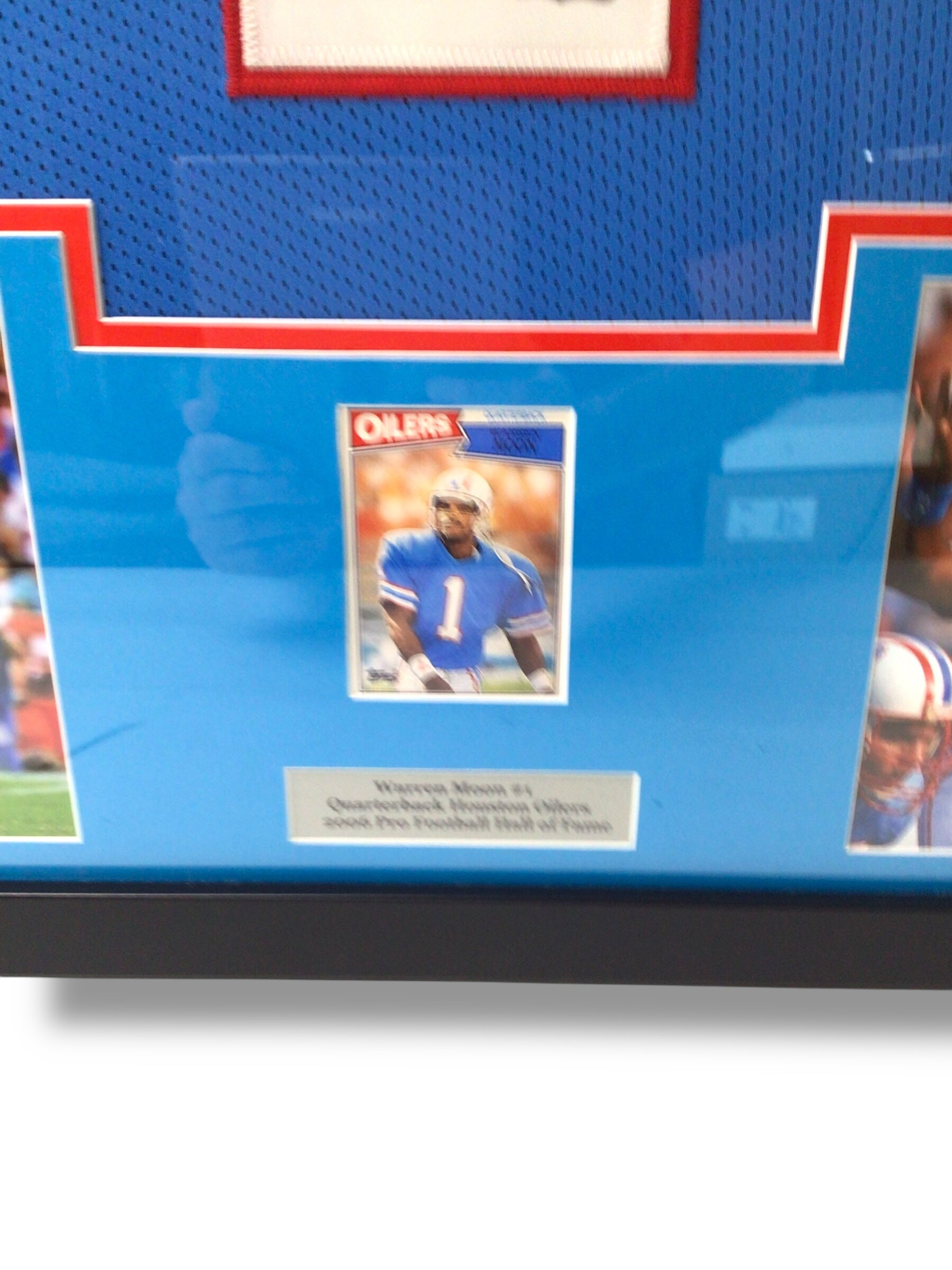 Custom Framed HOF Warren Moon Autographed w/ Cert