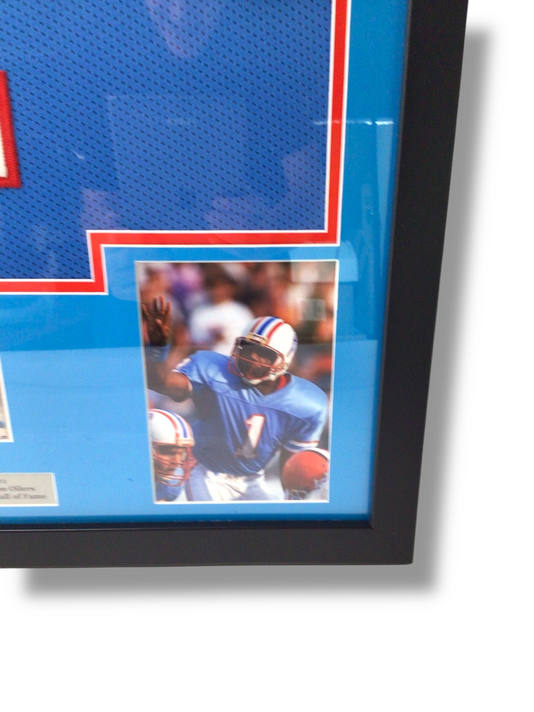 Custom Framed HOF Warren Moon Autographed w/ Cert
