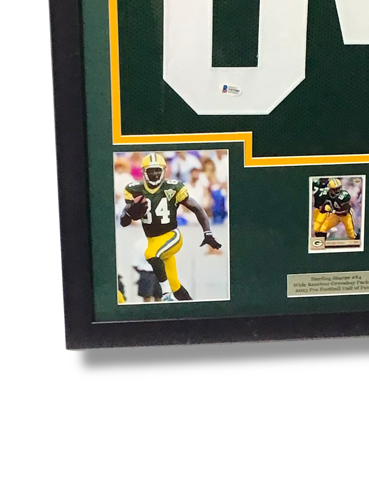Custom Framed Jersey Signed by HOF Sterling Sharpe w/ Beckett Certification