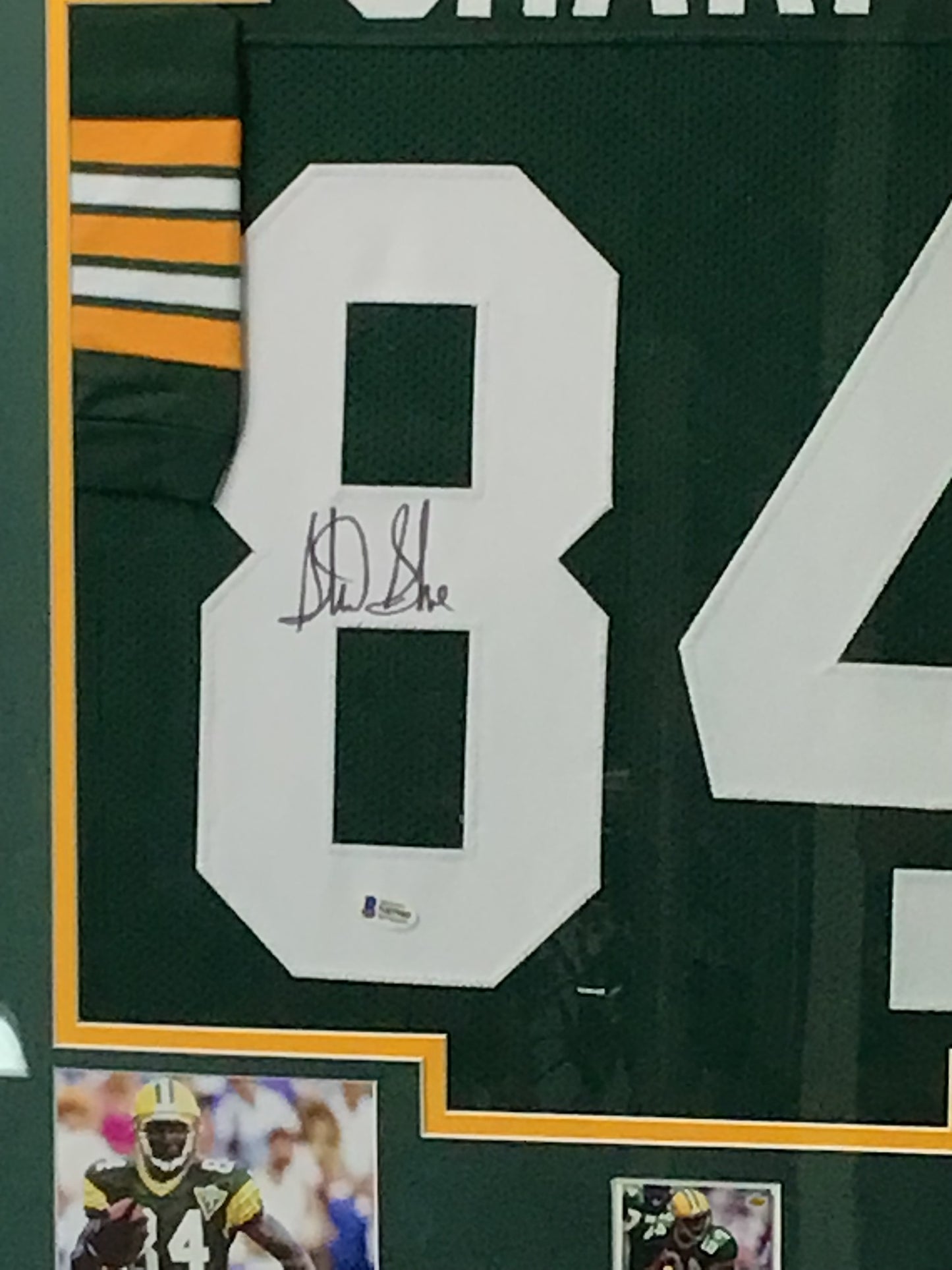 Custom Framed Jersey Signed by HOF Sterling Sharpe w/ Beckett Certification