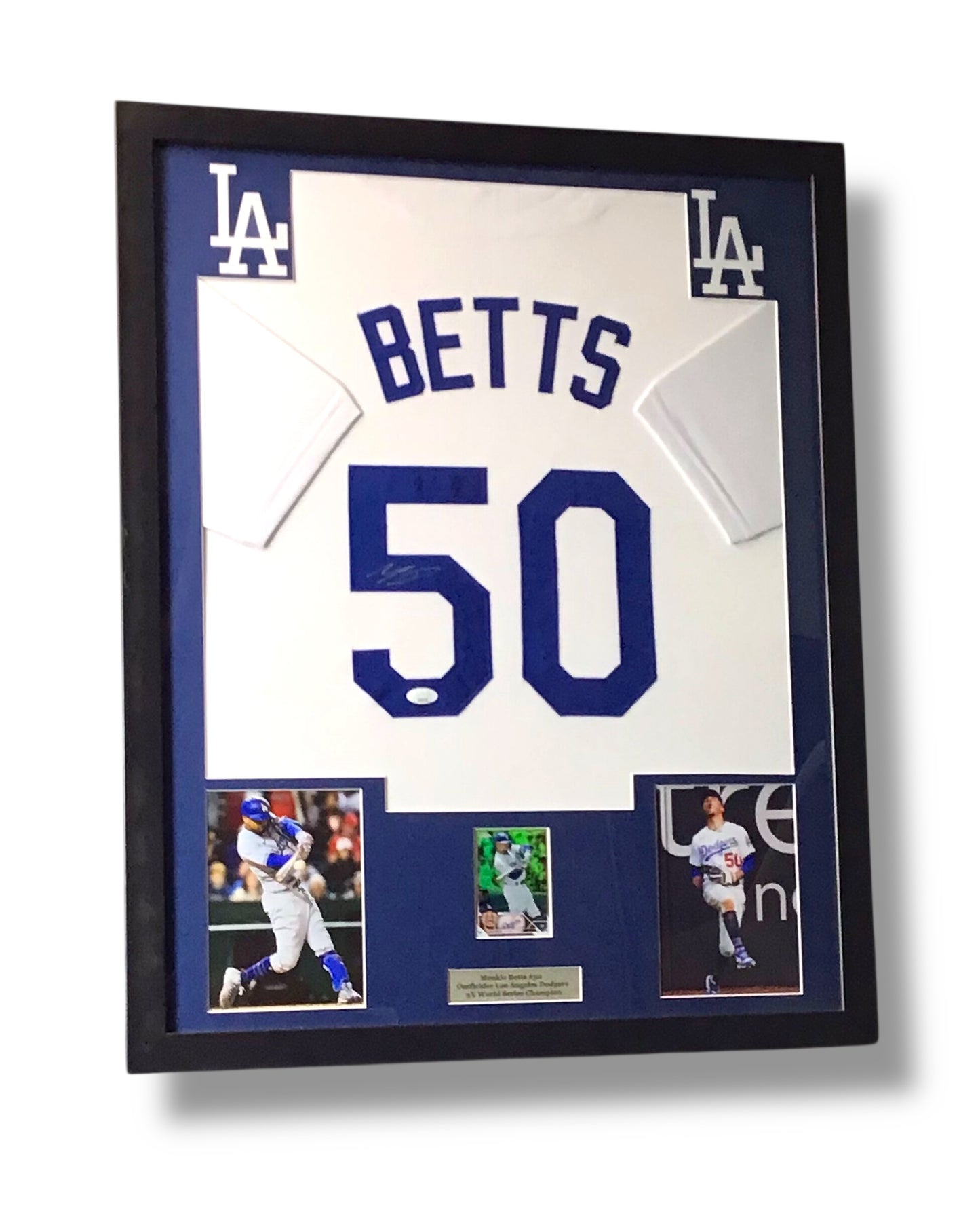 Custom Framed Mookie Betts Autographed Jersey & Topps Refractor Card & JSA Cert