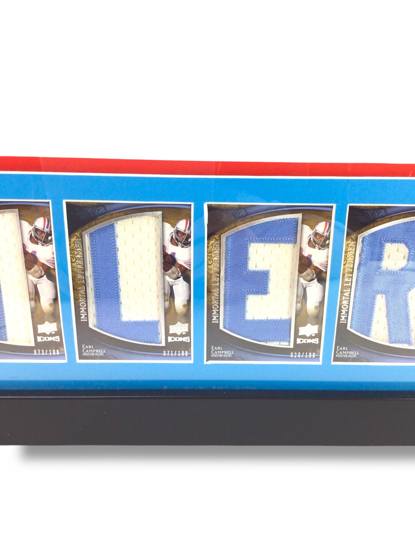 Custom Framed Rare Sports Cards & Earl Campbell Signed Oilers Jersey w/ JSA Cert