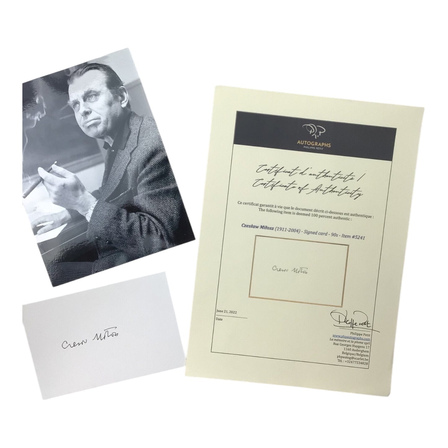 Czesław Miłosz Signed 4x6 Index Card JSA Certified Nobel Prize Winner