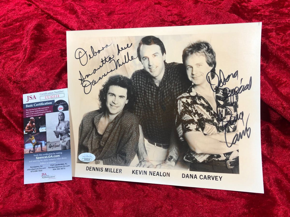 Dennis Miller, Kevin Nealon, Dana Carvey 8x10 Auto Photo JSA Cert