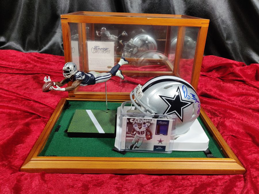 Dez Bryant Autographed Mini Helmet Shadowbox Dallas Cowboys NFL Collectible