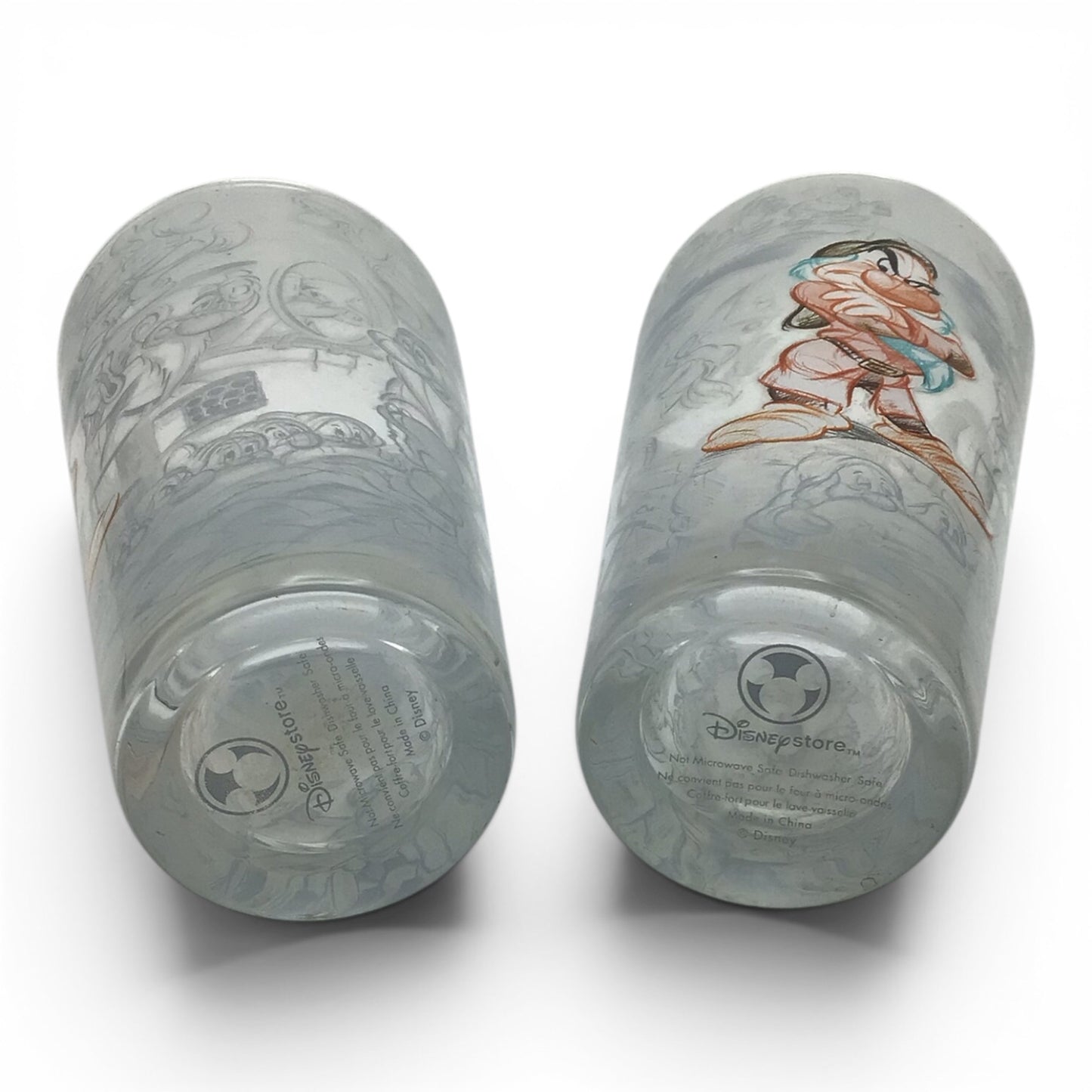 Disney Store Snow White Grumpy Sketches Tall Drinking Glass - Set of 2