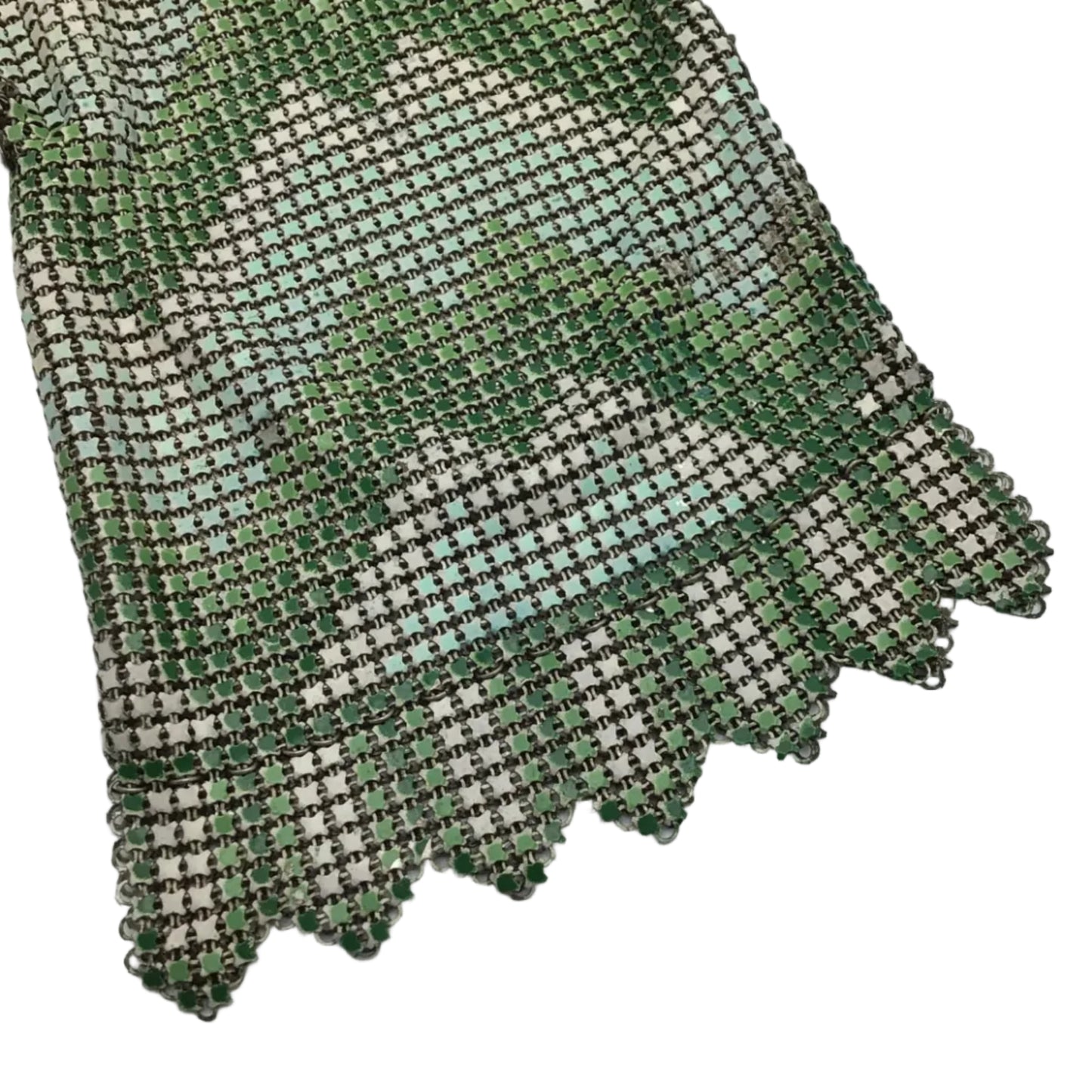 Vintage 1920s Silver & Green Metal Micro Mesh Link Purse