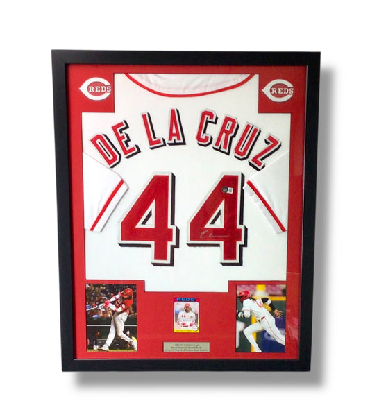 Elly De La Cruz Signed Custom Framed Jersey w/ Beckett Cert & Topps RC Card