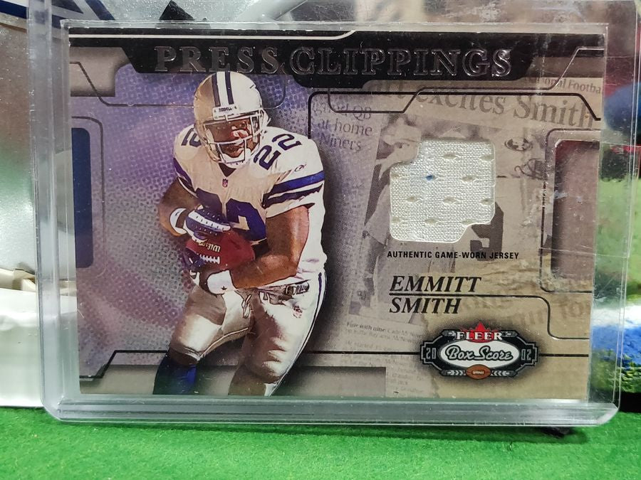 Emmitt Smith Cowboys Autographed Mini Helmet Shadowbox w/ Jersey Card and Figure