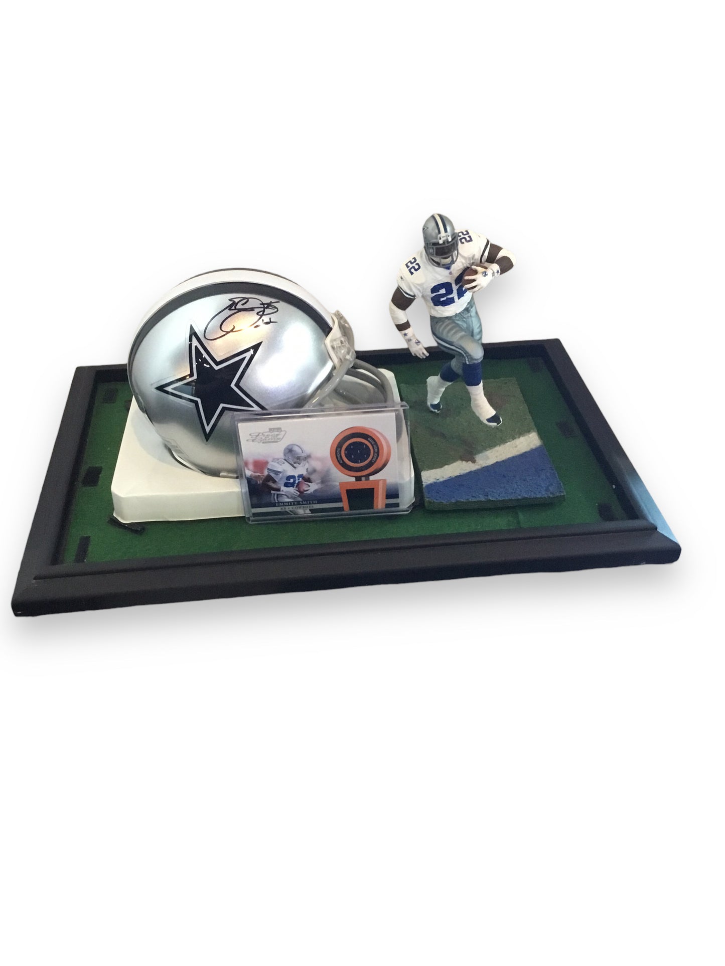 Emmitt Smith Cowboys Certified Authentic Autographed Mini-helmet Shadowbox