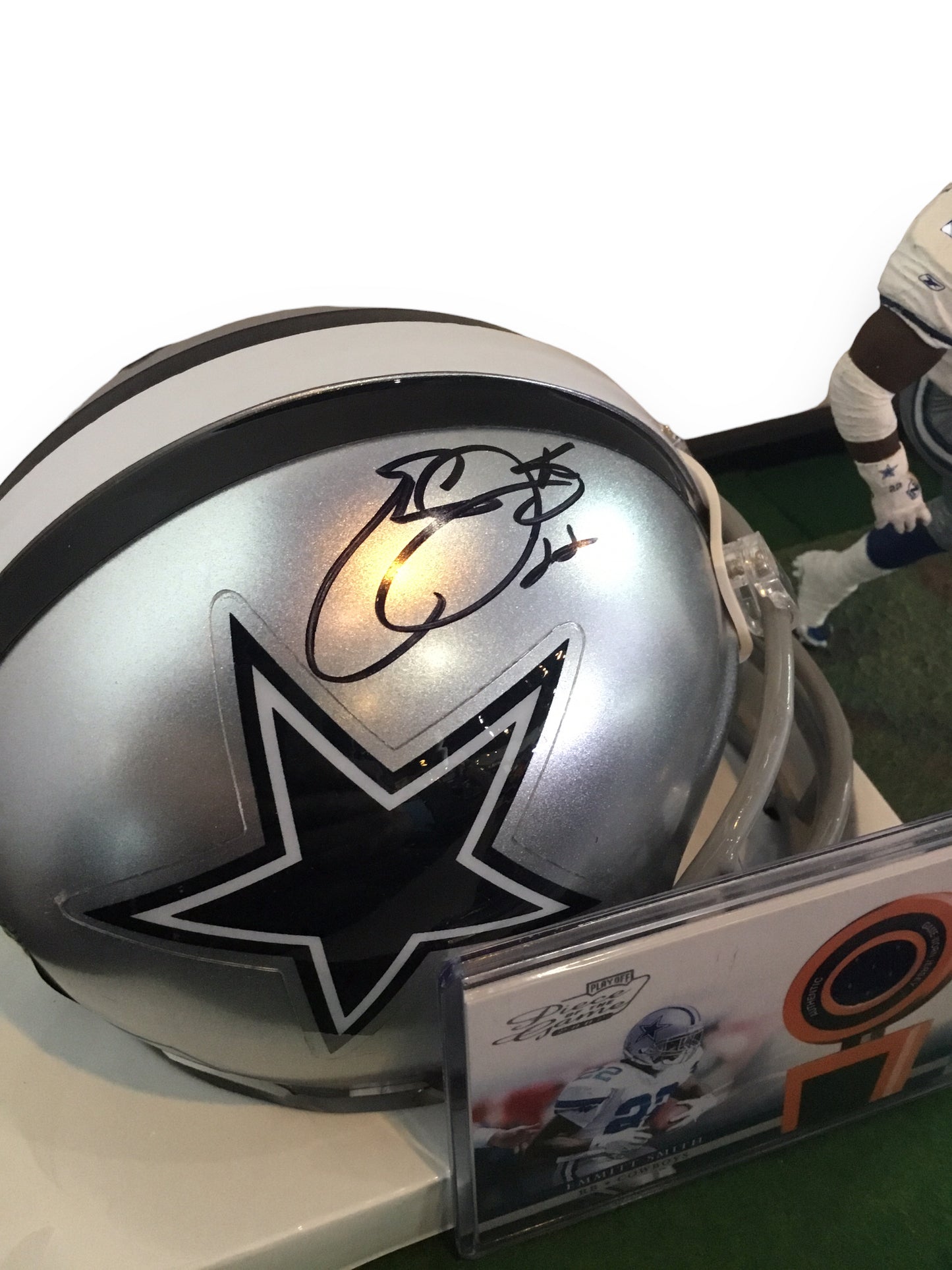 Emmitt Smith Cowboys Certified Authentic Autographed Mini-helmet Shadowbox