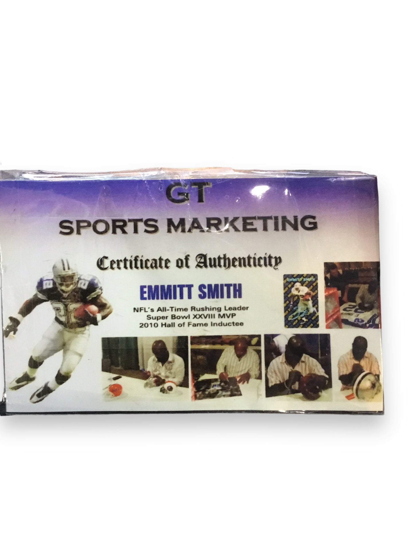 Emmitt Smith Cowboys Certified Authentic Autographed Mini-helmet Shadowbox