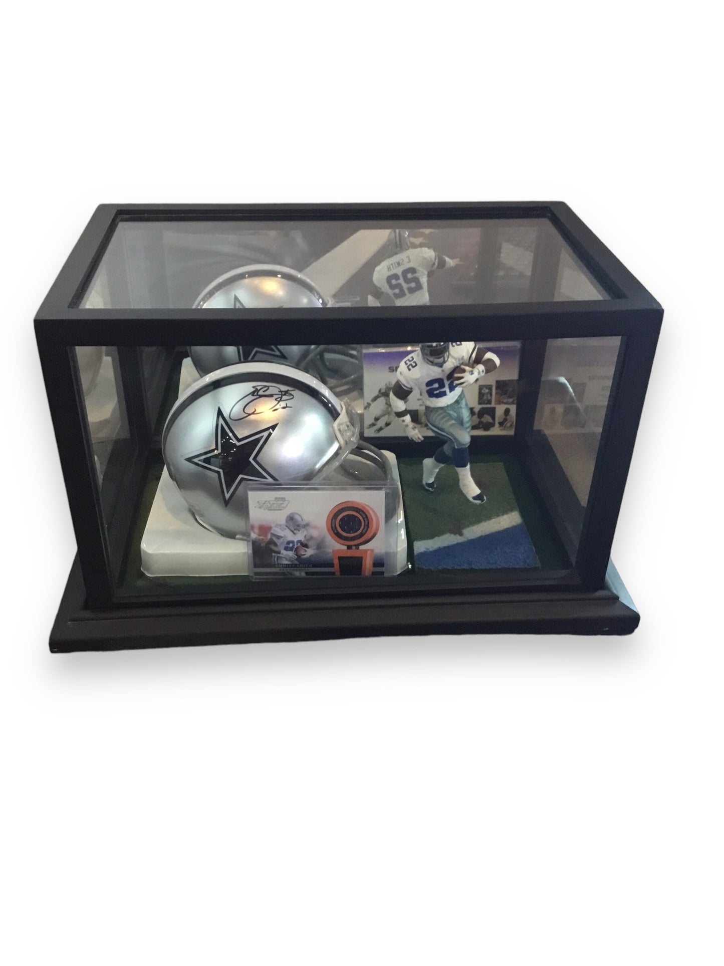Emmitt Smith Cowboys Certified Authentic Autographed Mini-helmet Shadowbox