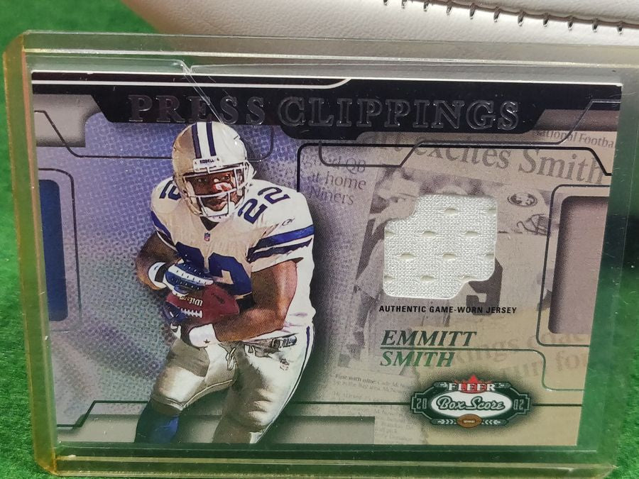 Emmitt Smith Dallas Cowboys Autographed Football Shadowbox with Card and Figure