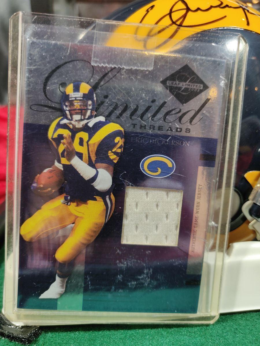 Eric Dickerson Autographed Mini Helmet Shadowbox Rams w/ Jersey Card + Figure