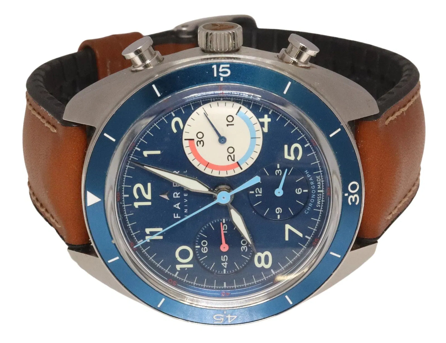 Farer Cresta Mechanical Chronograph Stainless Steel Watch – Blue Dial