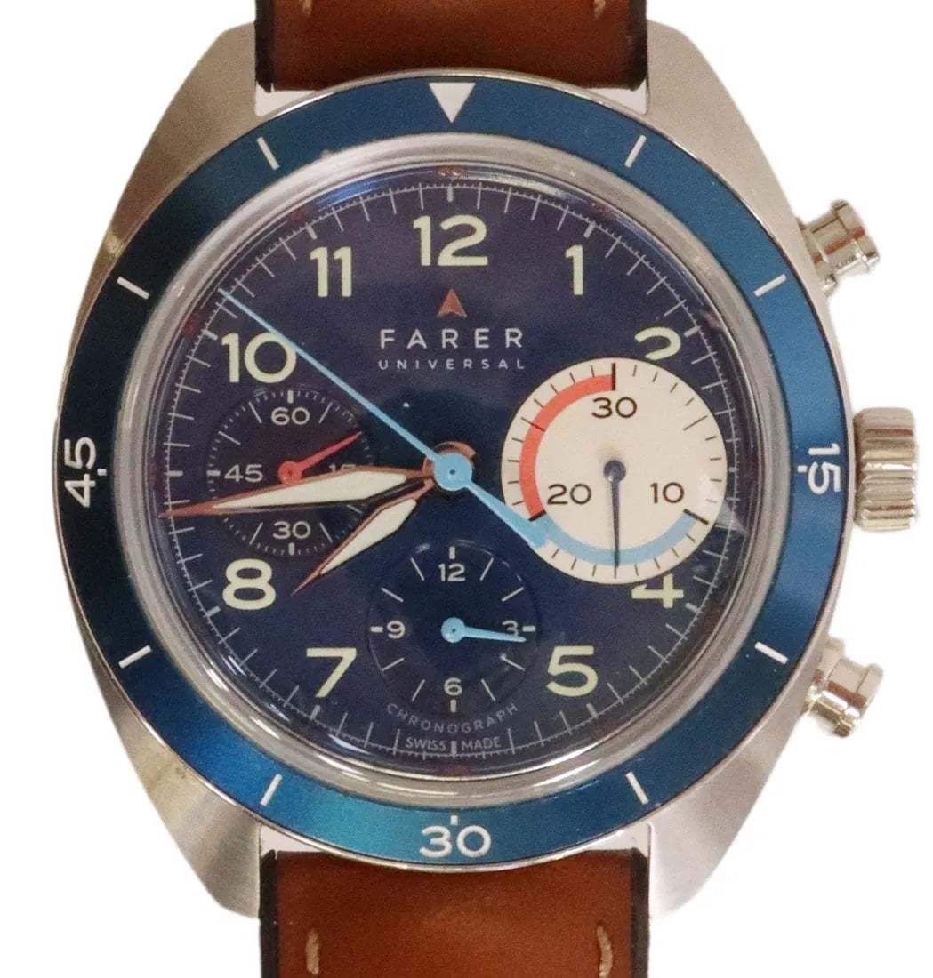 Farer Cresta Mechanical Chronograph Stainless Steel Watch – Blue Dial