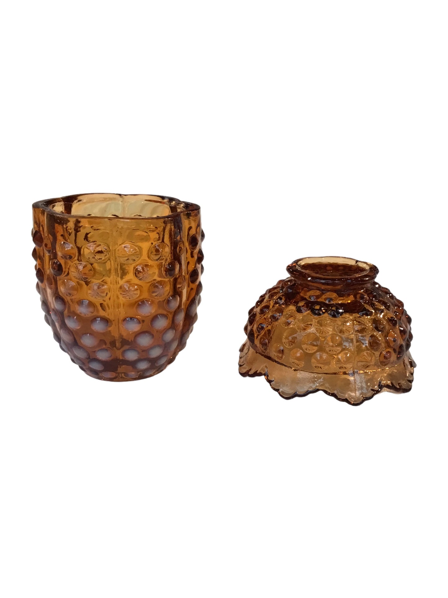 Fenton Hobnail Amber Candle Holder
