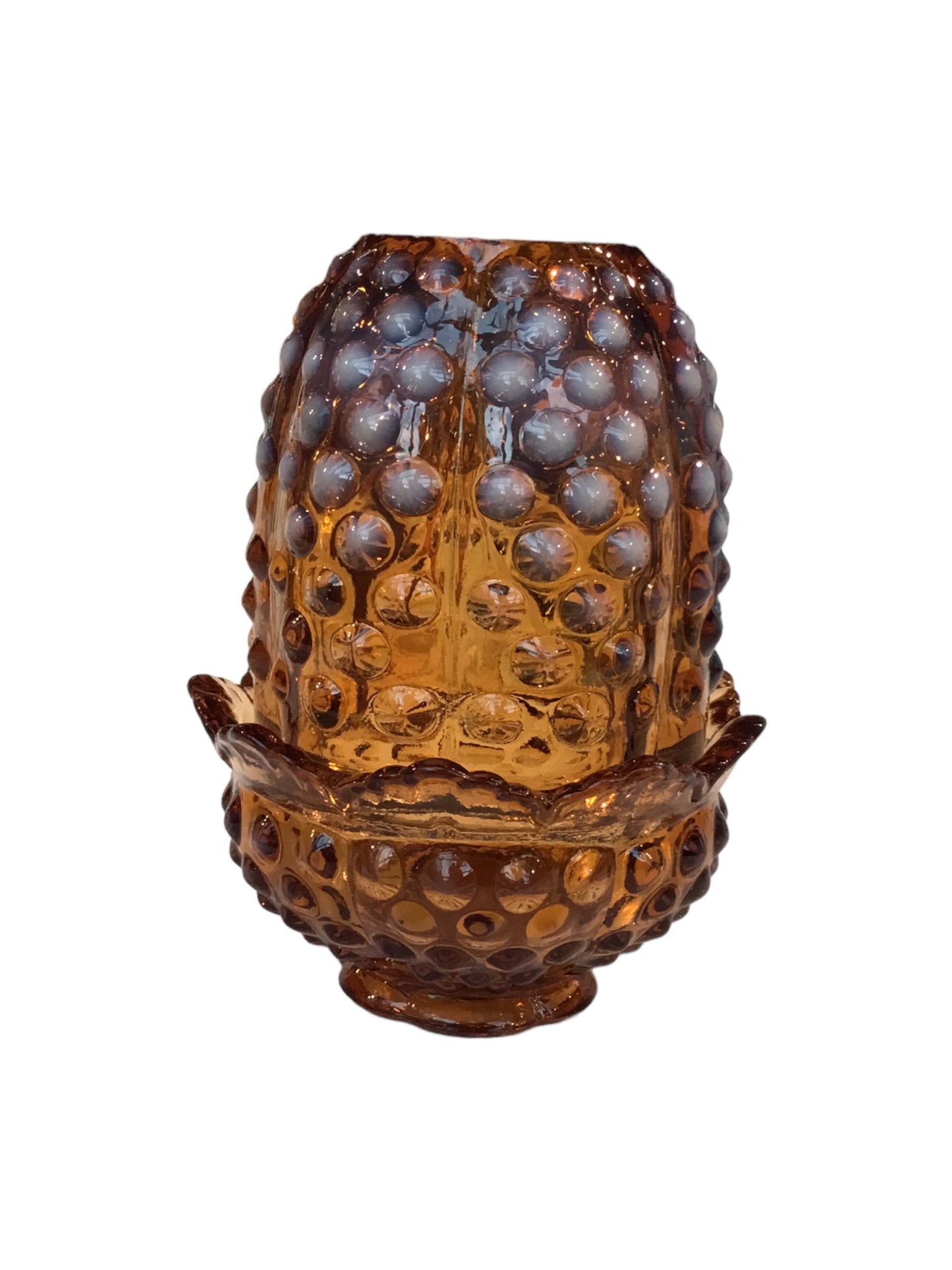 Fenton Hobnail Amber Candle Holder