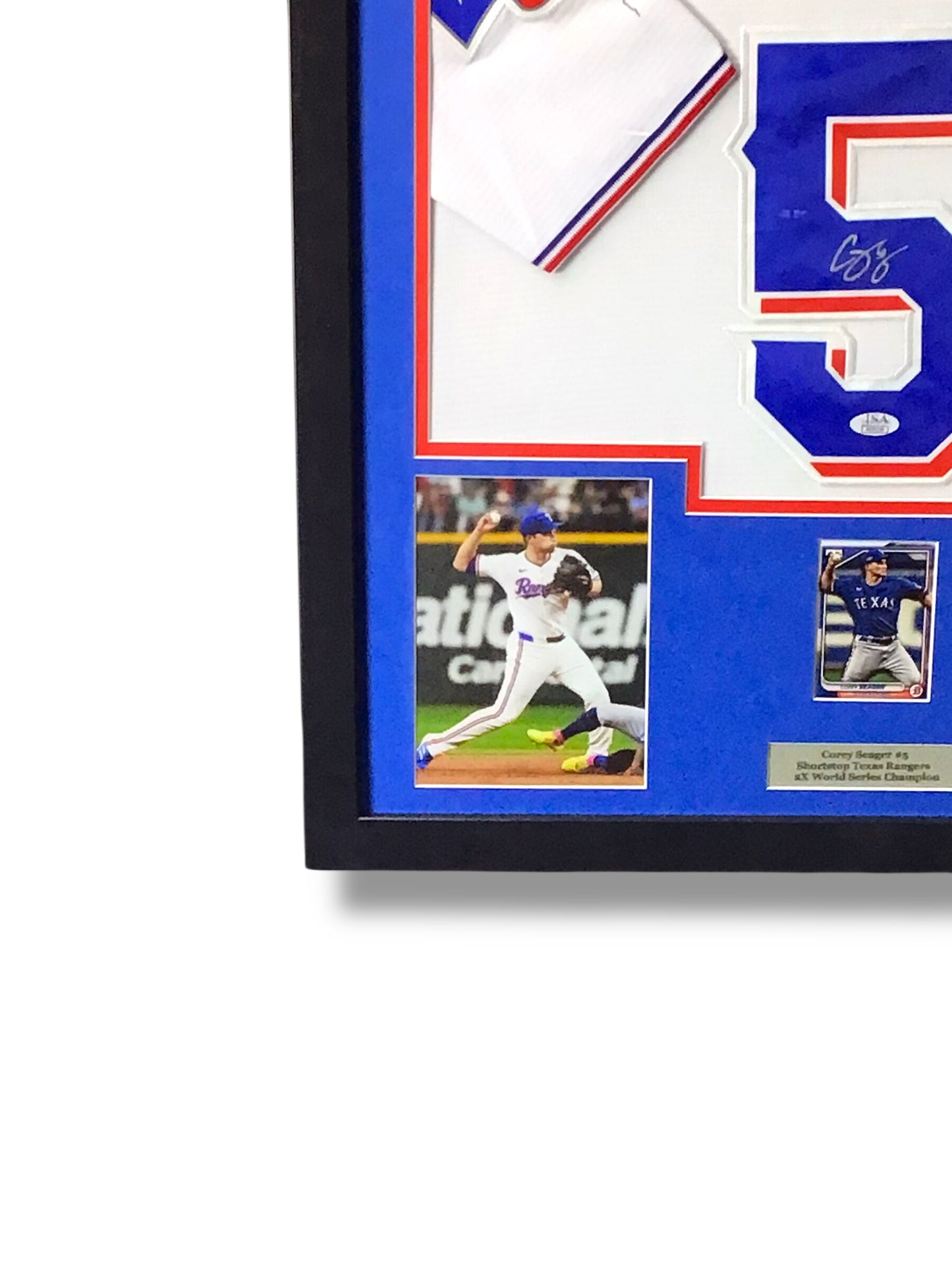 Framed Corey Seager Autographed Signed Jersey w/JSA Authentication