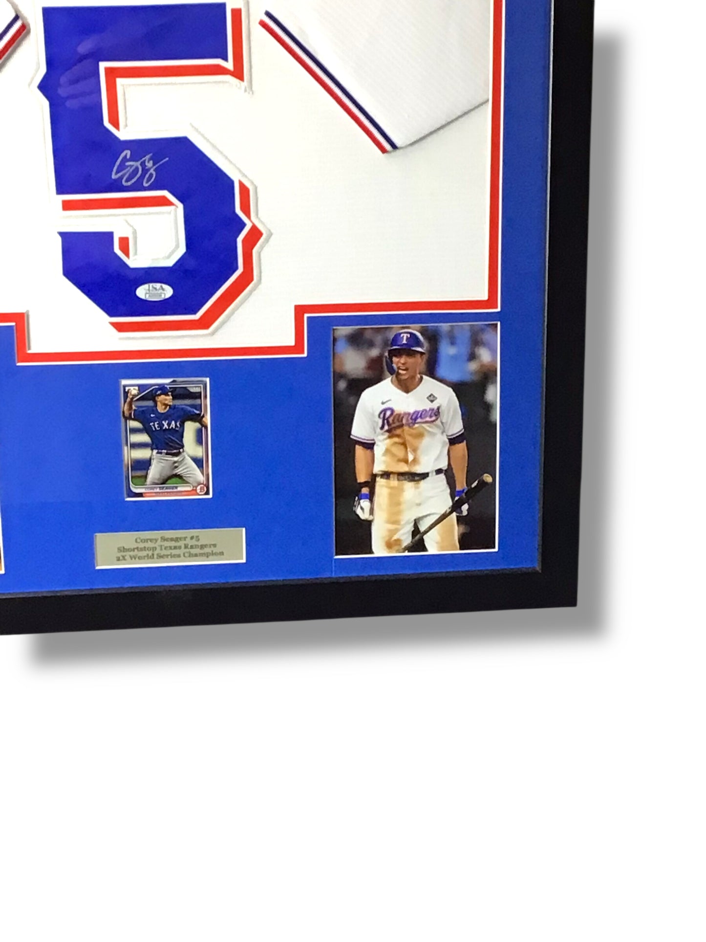 Framed Corey Seager Autographed Signed Jersey w/JSA Authentication