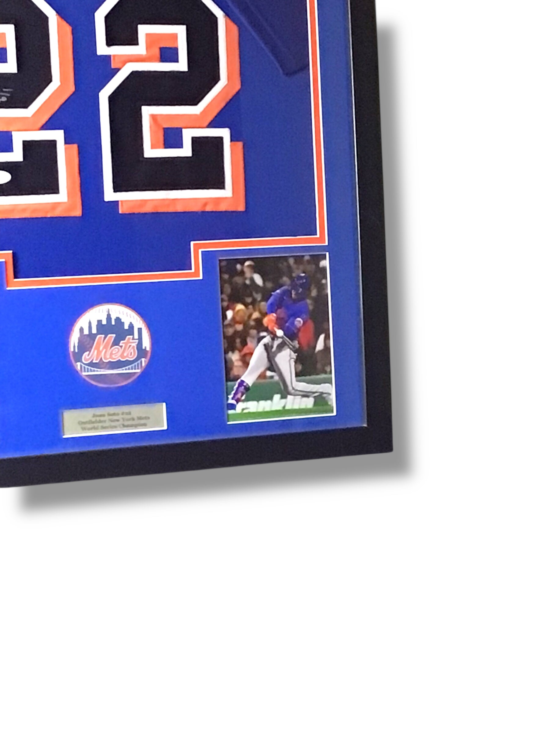 Framed Juan Soto Autographed Mets Jersey w/ JSA Authentication