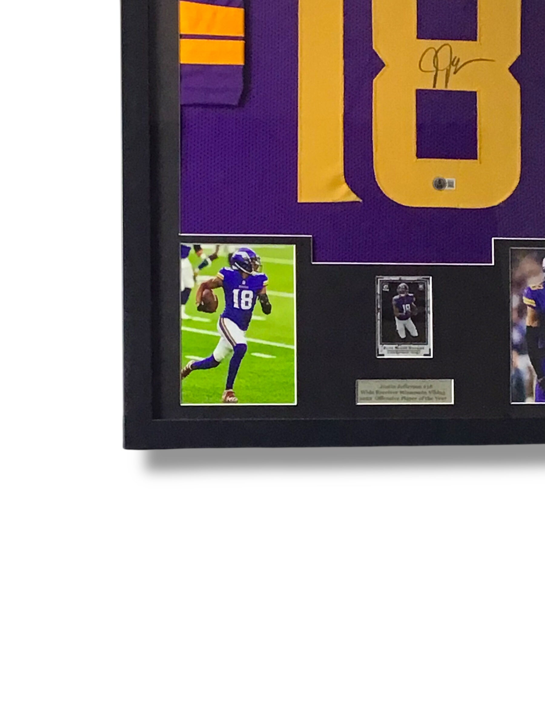 Framed Justin Jefferson Signed Jersey w/ Beckett Authentication & Rookie Card
